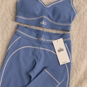 Alo Blue Sports Bra and Leggings Set